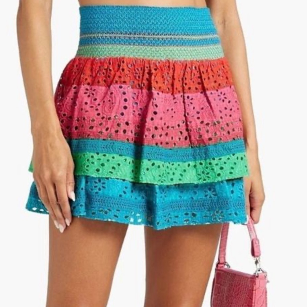 Alice + Olivia Mini‎ Tiered
Skirt In Cabo Multi Stripe